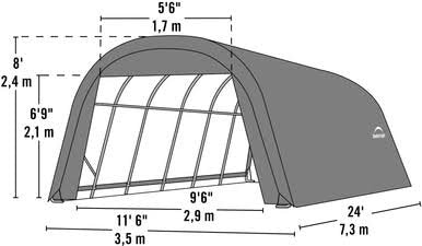 ShelterCoat 12 x 24 ft. Wind and Snow Rated Garage Round - Green STD