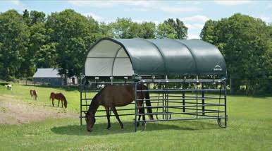 Load image into Gallery viewer, Shelterlogic Corral Shelter 1 3/8" 7.5 oz. Green Cover (Corral panels not included), 12 x 12 ft
