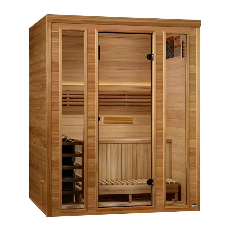 Load image into Gallery viewer, Golden Designs 2025 &quot;Andermatt Edition&quot; 2-3 Person Traditional Steam Sauna – Pacific Premium Clear Cedar
