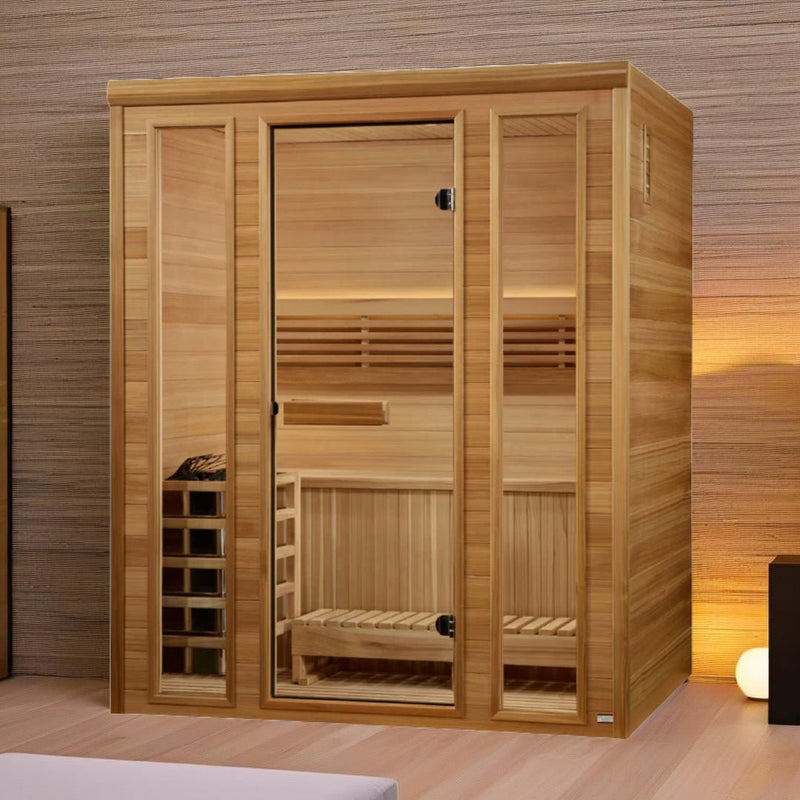 Load image into Gallery viewer, Golden Designs 2025 &quot;Andermatt Edition&quot; 2-3 Person Traditional Steam Sauna – Pacific Premium Clear Cedar
