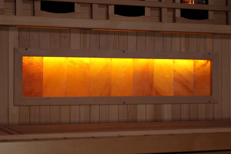 Load image into Gallery viewer, Golden Designs 4-Person Full Spectrum Near Zero EMF FAR Infrared Sauna with Himalayan Salt – Canadian Hemlock

