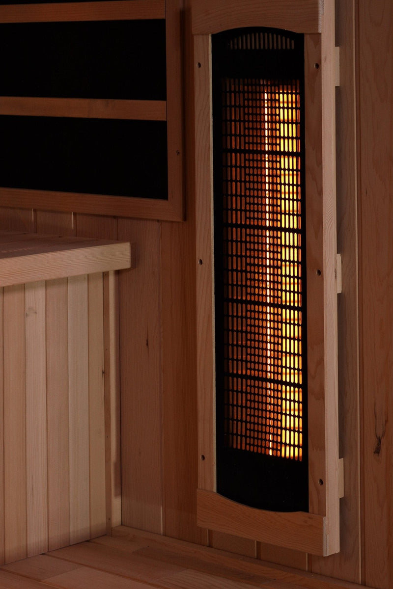 Load image into Gallery viewer, Golden Designs 4-Person Full Spectrum Near Zero EMF FAR Infrared Sauna with Himalayan Salt – Canadian Hemlock
