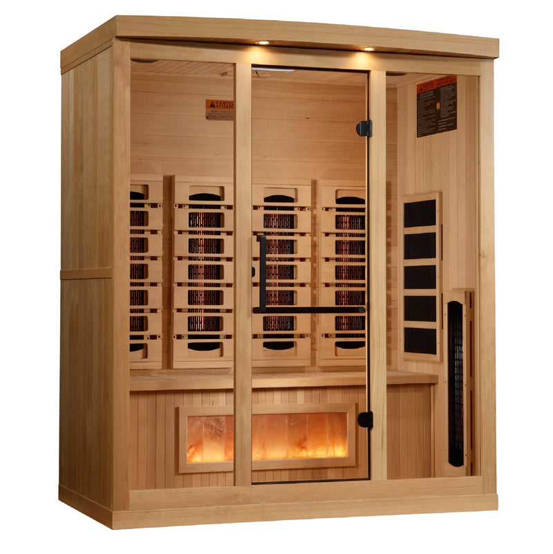 Load image into Gallery viewer, Golden Designs 4-Person Full Spectrum Near Zero EMF FAR Infrared Sauna with Himalayan Salt – Canadian Hemlock
