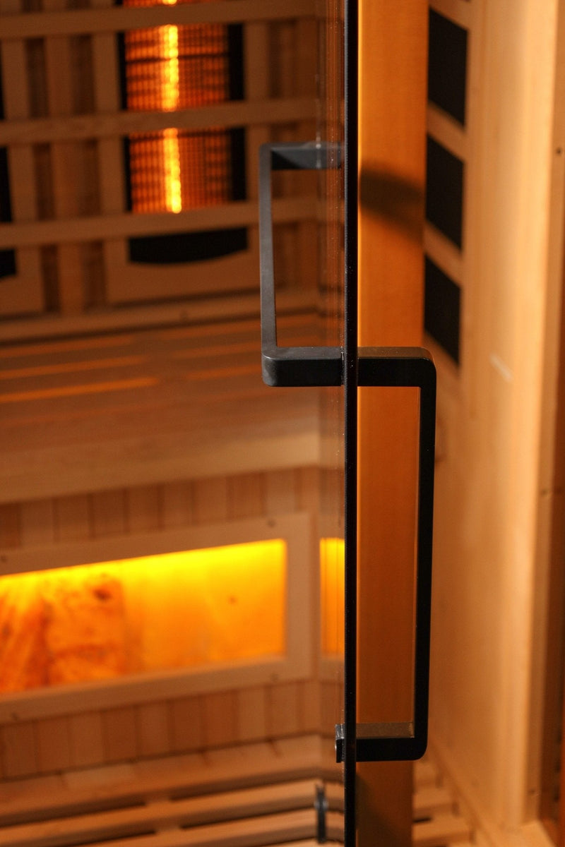 Load image into Gallery viewer, Golden Designs 4-Person Full Spectrum Near Zero EMF FAR Infrared Sauna with Himalayan Salt – Canadian Hemlock

