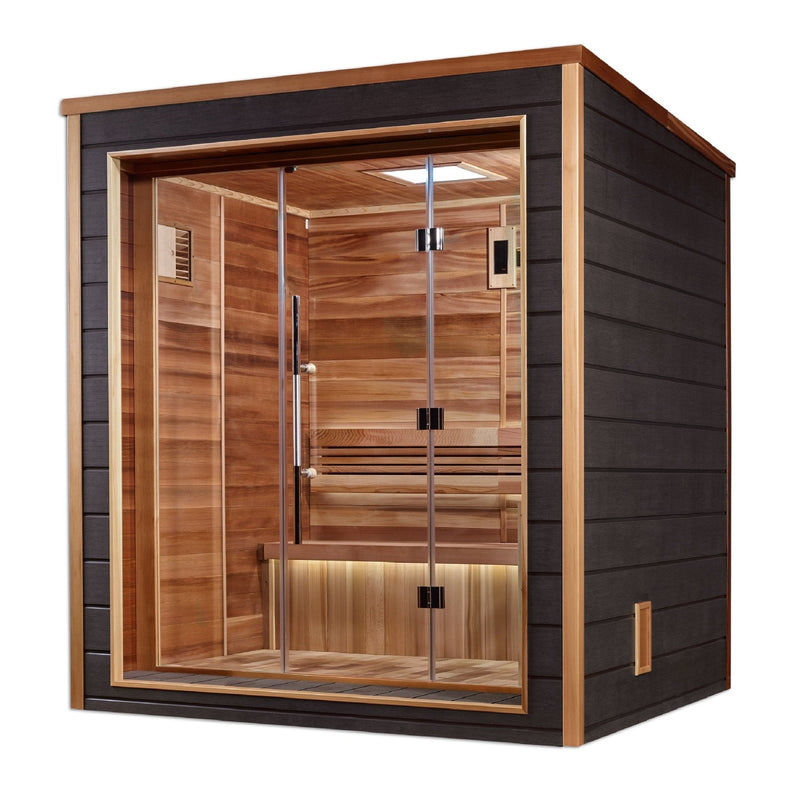 Load image into Gallery viewer, Golden Designs Drammen 3-Person Outdoor Traditional Sauna - Canadian Red Cedar Interior
