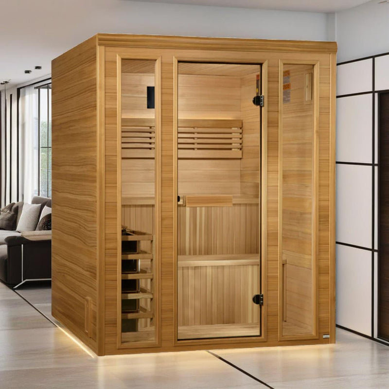 Load image into Gallery viewer, Golden Designs Engelberg Edition 6-Person Traditional Steam Sauna - Premium Clear Cedar
