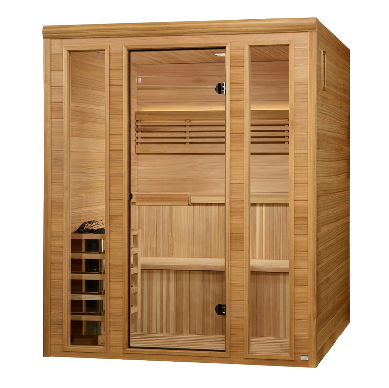 Load image into Gallery viewer, Golden Designs Engelberg Edition 6-Person Traditional Steam Sauna - Premium Clear Cedar
