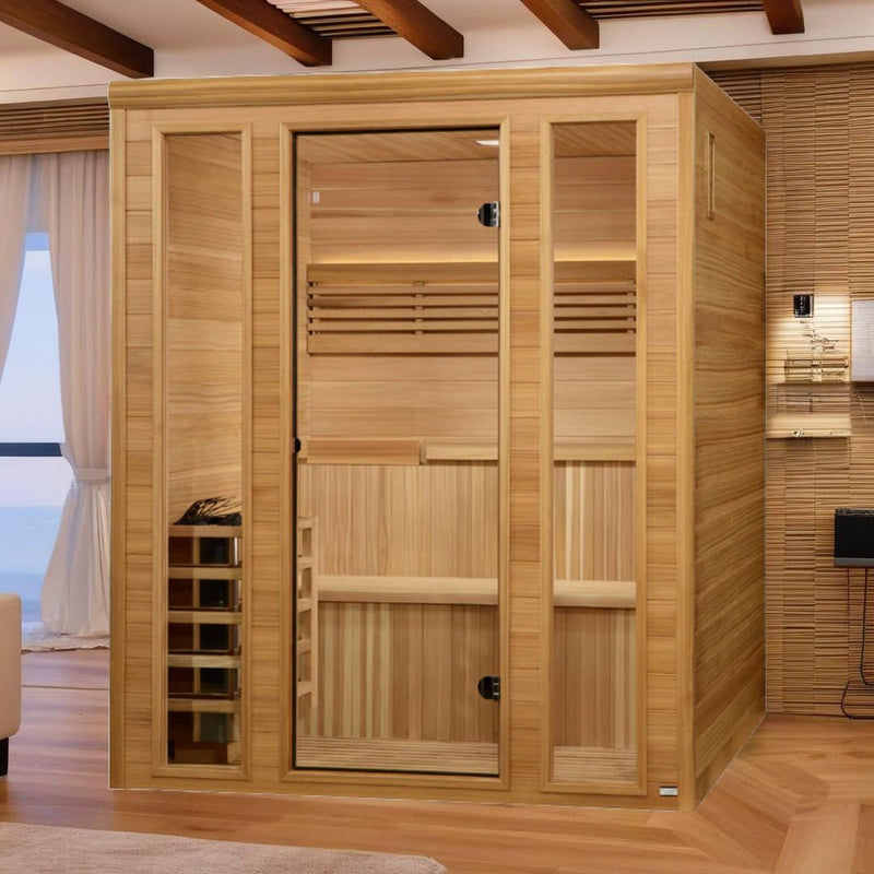 Load image into Gallery viewer, Golden Designs Engelberg Edition 6-Person Traditional Steam Sauna - Premium Clear Cedar
