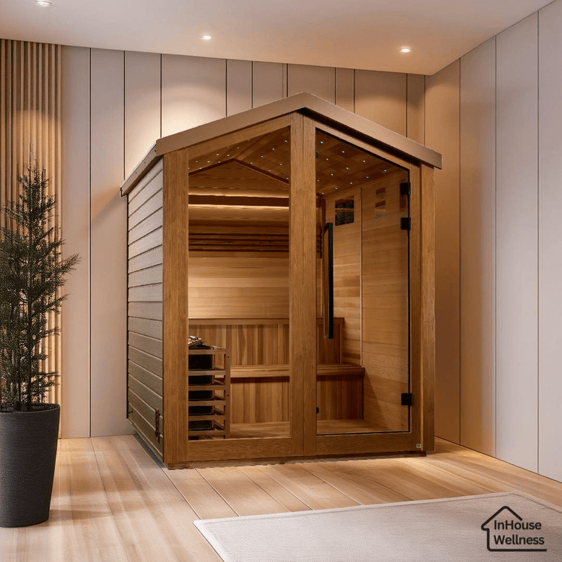 Load image into Gallery viewer, Golden Designs Kaarina 6-Person Outdoor Traditional Sauna - Canadian Red Cedar Interior
