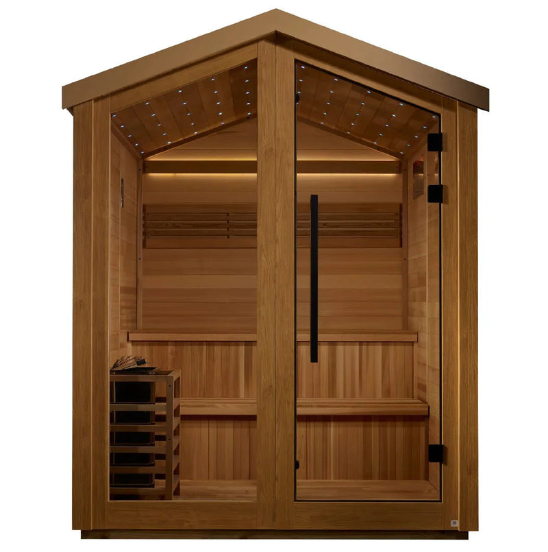 Load image into Gallery viewer, Golden Designs Kaarina 6-Person Outdoor Traditional Sauna - Canadian Red Cedar Interior
