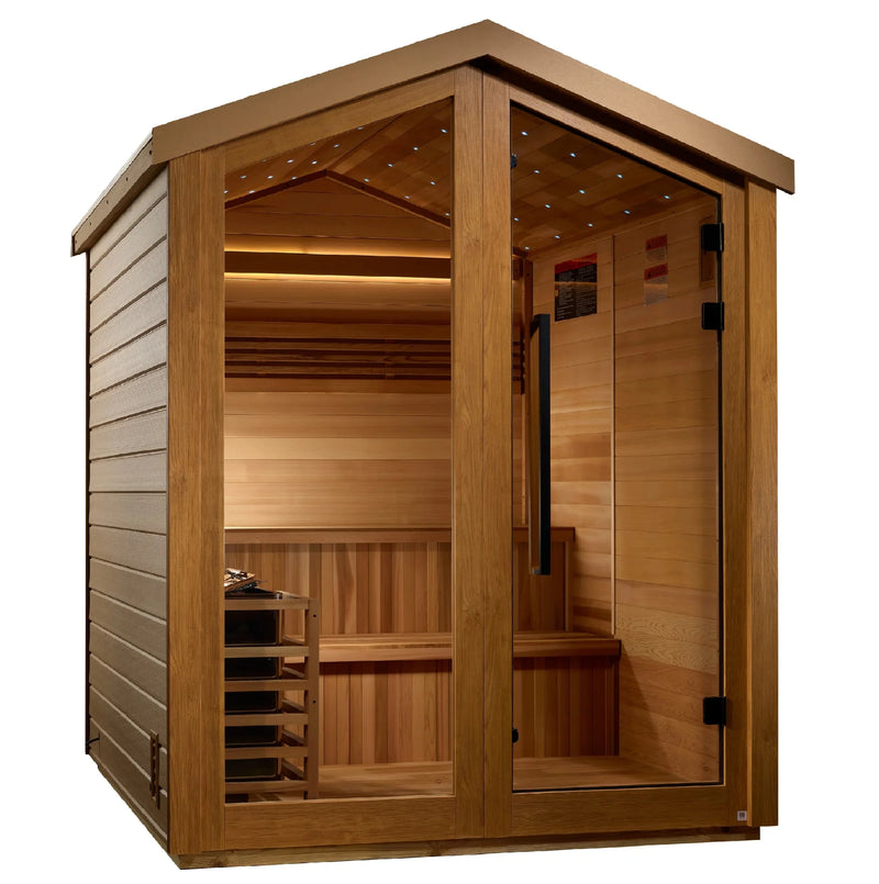 Load image into Gallery viewer, Golden Designs Kaarina 6-Person Outdoor Traditional Sauna - Canadian Red Cedar Interior
