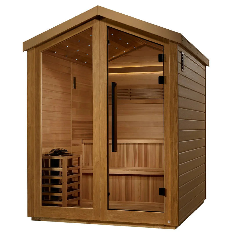 Load image into Gallery viewer, Golden Designs Kaarina 6-Person Outdoor Traditional Sauna - Canadian Red Cedar Interior
