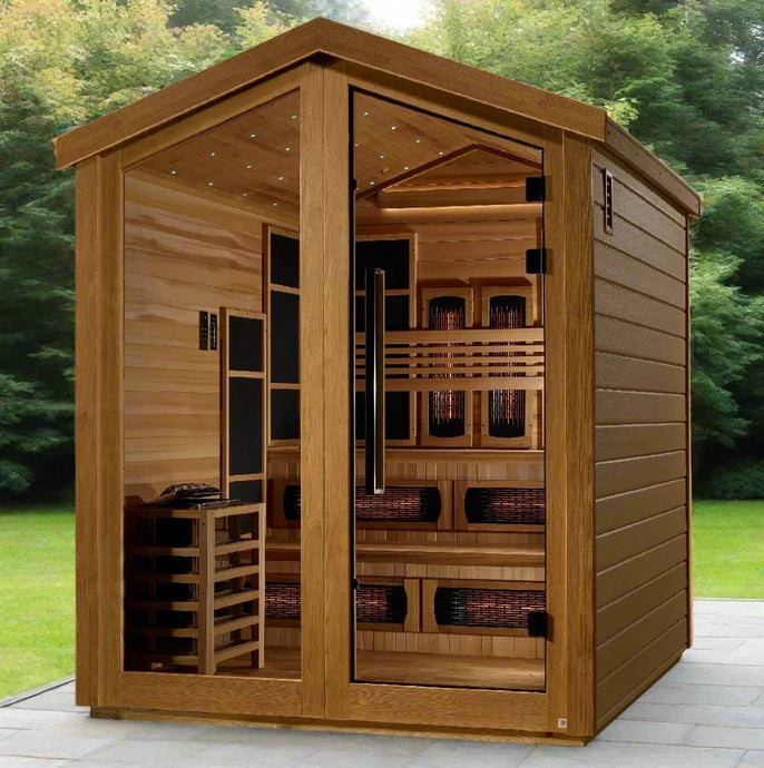 Golden Designs Kaskinen 6-Person Hybrid Outdoor Sauna – Canadian Red Cedar Interior