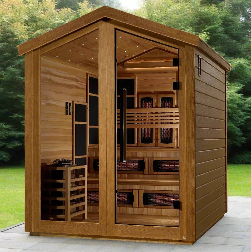 Load image into Gallery viewer, Golden Designs Kaskinen 6-Person Hybrid Outdoor Sauna – Canadian Red Cedar Interior
