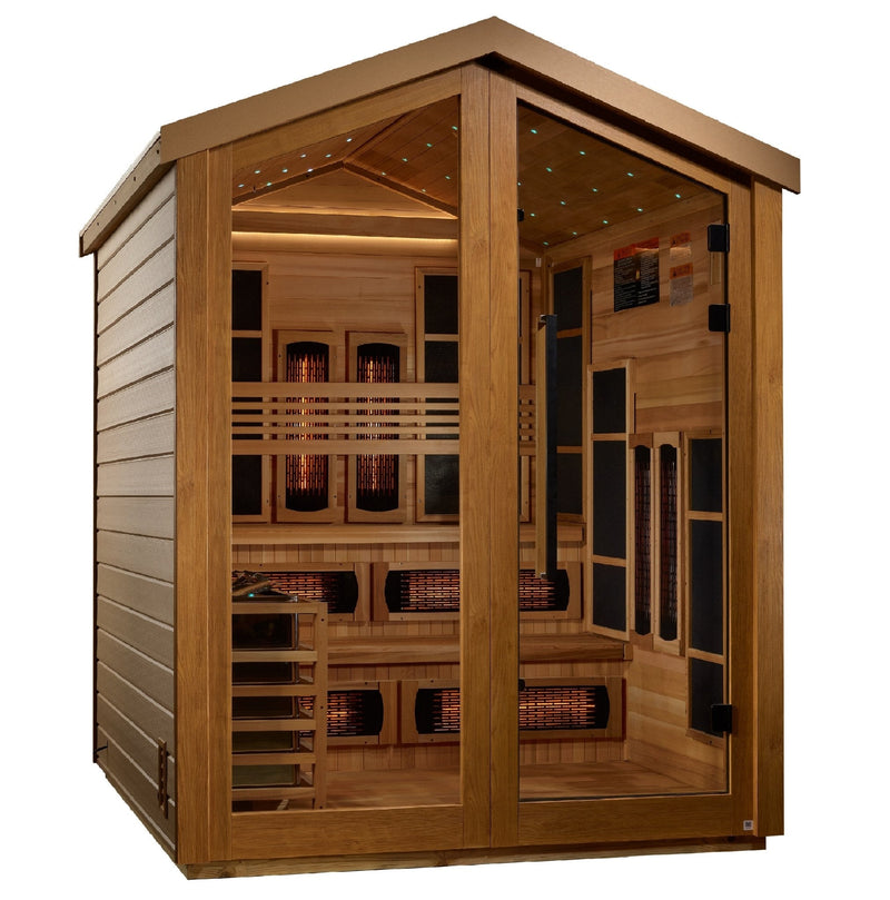 Load image into Gallery viewer, Golden Designs Loviisa 3 Person Hybrid Outdoor Sauna – Canadian Red Cedar Interior
