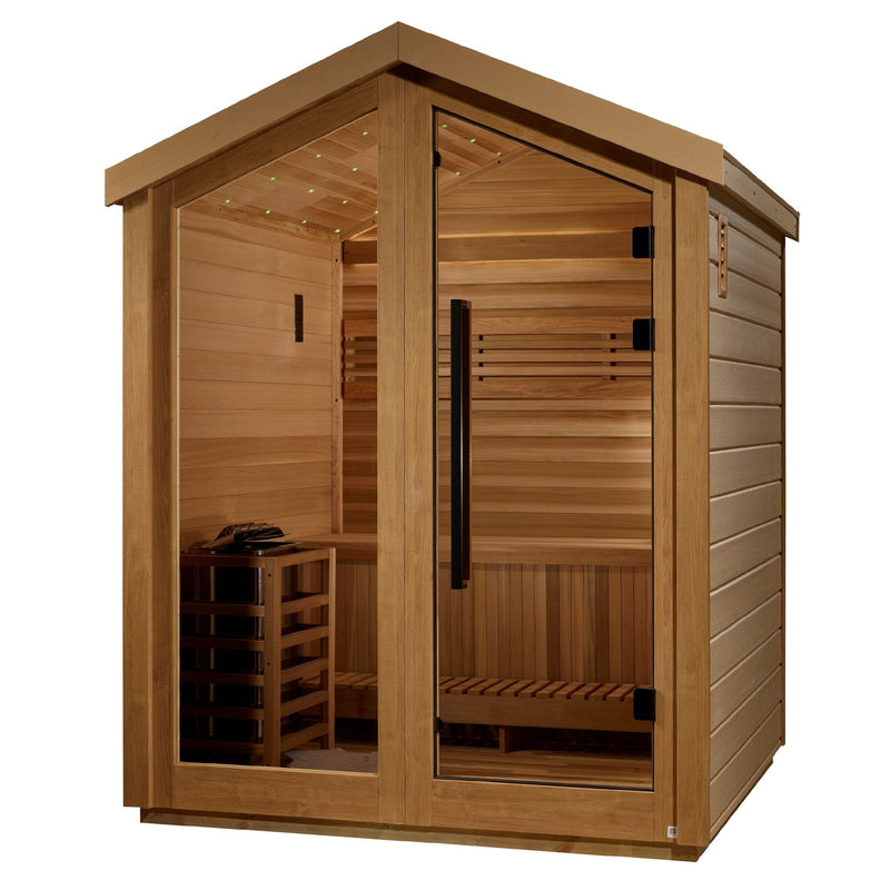 Load image into Gallery viewer, Golden Designs Savonlinna 3-Person Outdoor Traditional Sauna - Canadian Red Cedar Interior
