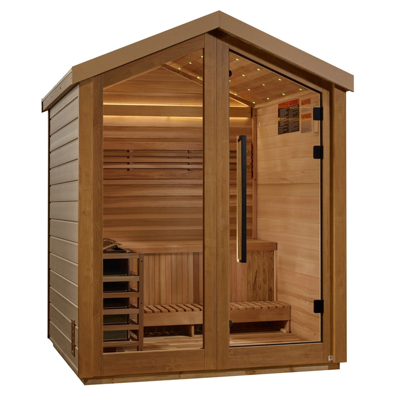 Load image into Gallery viewer, Golden Designs Savonlinna 3-Person Outdoor Traditional Sauna - Canadian Red Cedar Interior
