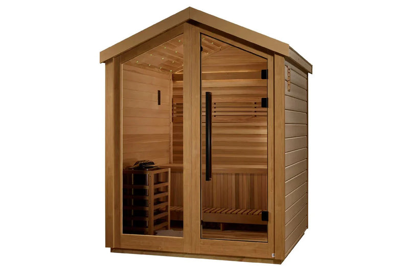 Load image into Gallery viewer, Golden Designs Savonlinna 3-Person Outdoor Traditional Sauna - Canadian Red Cedar Interior
