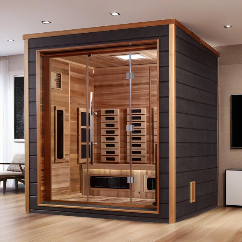 Load image into Gallery viewer, Golden Designs Visby 3 Person Outdoor-Indoor PureTech™ Hybrid Full Spectrum Sauna
