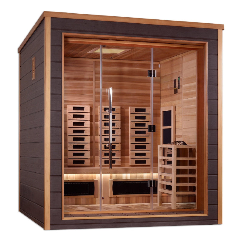Load image into Gallery viewer, Golden Designs Visby 3 Person Outdoor-Indoor PureTech™ Hybrid Full Spectrum Sauna
