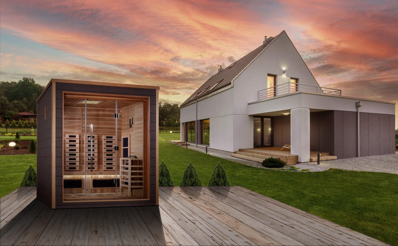 Load image into Gallery viewer, Golden Designs Visby 3 Person Outdoor-Indoor PureTech™ Hybrid Full Spectrum Sauna
