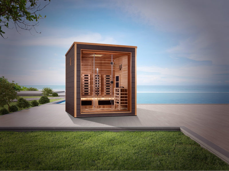 Load image into Gallery viewer, Golden Designs Visby 3 Person Outdoor-Indoor PureTech™ Hybrid Full Spectrum Sauna
