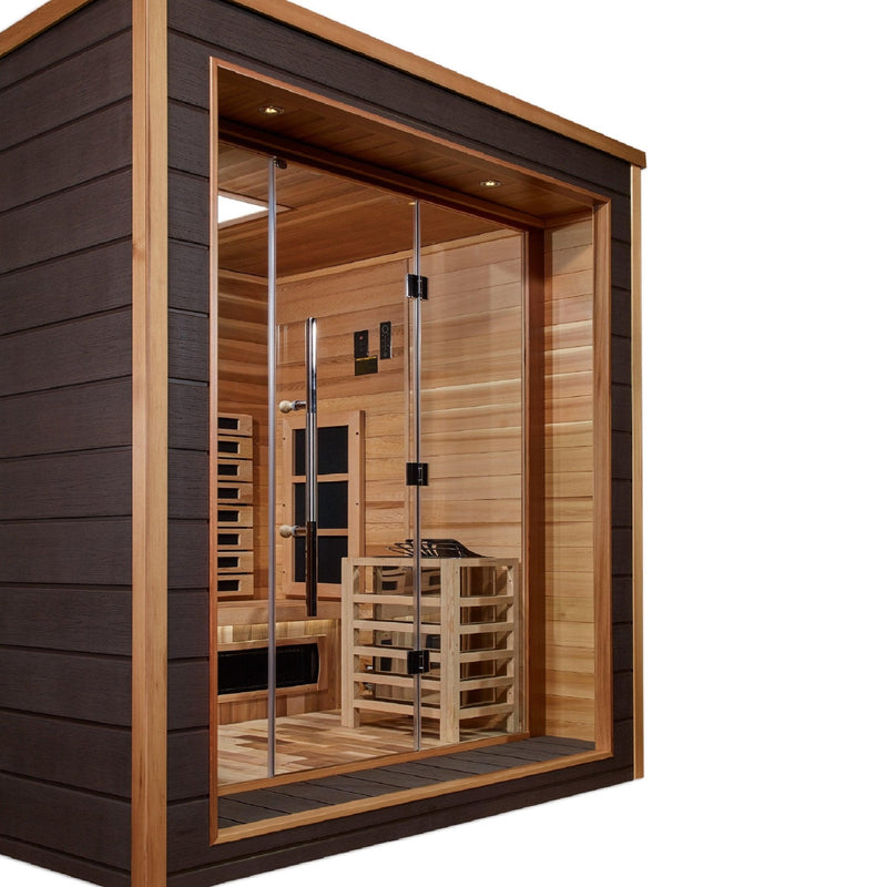Load image into Gallery viewer, Golden Designs Visby 3 Person Outdoor-Indoor PureTech™ Hybrid Full Spectrum Sauna

