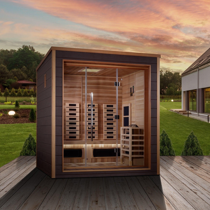 Load image into Gallery viewer, Golden Designs Visby 3 Person Outdoor-Indoor PureTech™ Hybrid Full Spectrum Sauna
