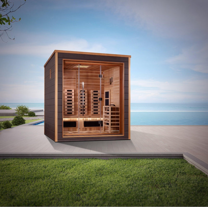 Load image into Gallery viewer, Golden Designs Visby 3 Person Outdoor-Indoor PureTech™ Hybrid Full Spectrum Sauna
