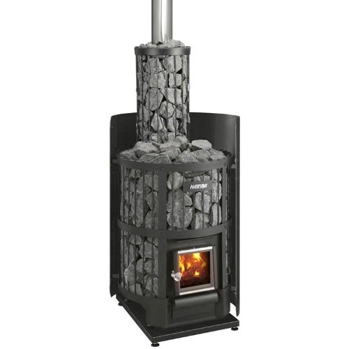 Load image into Gallery viewer, Harvia Legend 150 SS WH Sauna Stove Package – 16kW Wood-Burning Sauna Heater with Water Tank &amp; Chimney Kit
