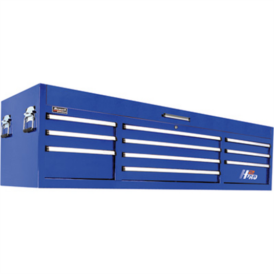 Homak Manufacturing H2PRO 72", 10-Drawer Top Tool Chest 71 3/4"W x 21 3/4"D x 20 5/8"H, Blue HOMBL02010720