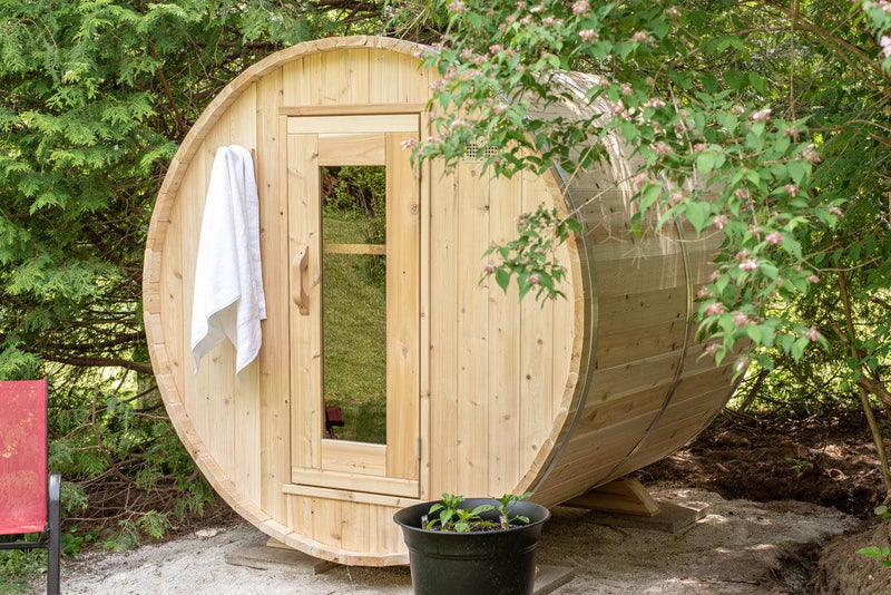 Load image into Gallery viewer, Leisurecraft Timber Harmony 4 Person Outdoor Barrel Sauna
