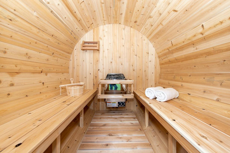 Load image into Gallery viewer, Leisurecraft Timber Harmony 4 Person Outdoor Barrel Sauna

