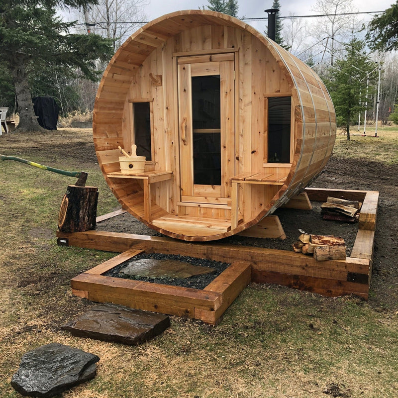 Load image into Gallery viewer, LeisureCraft Tranquility Barrel Sauna for up to 8 People | Premium Canadian Cedar
