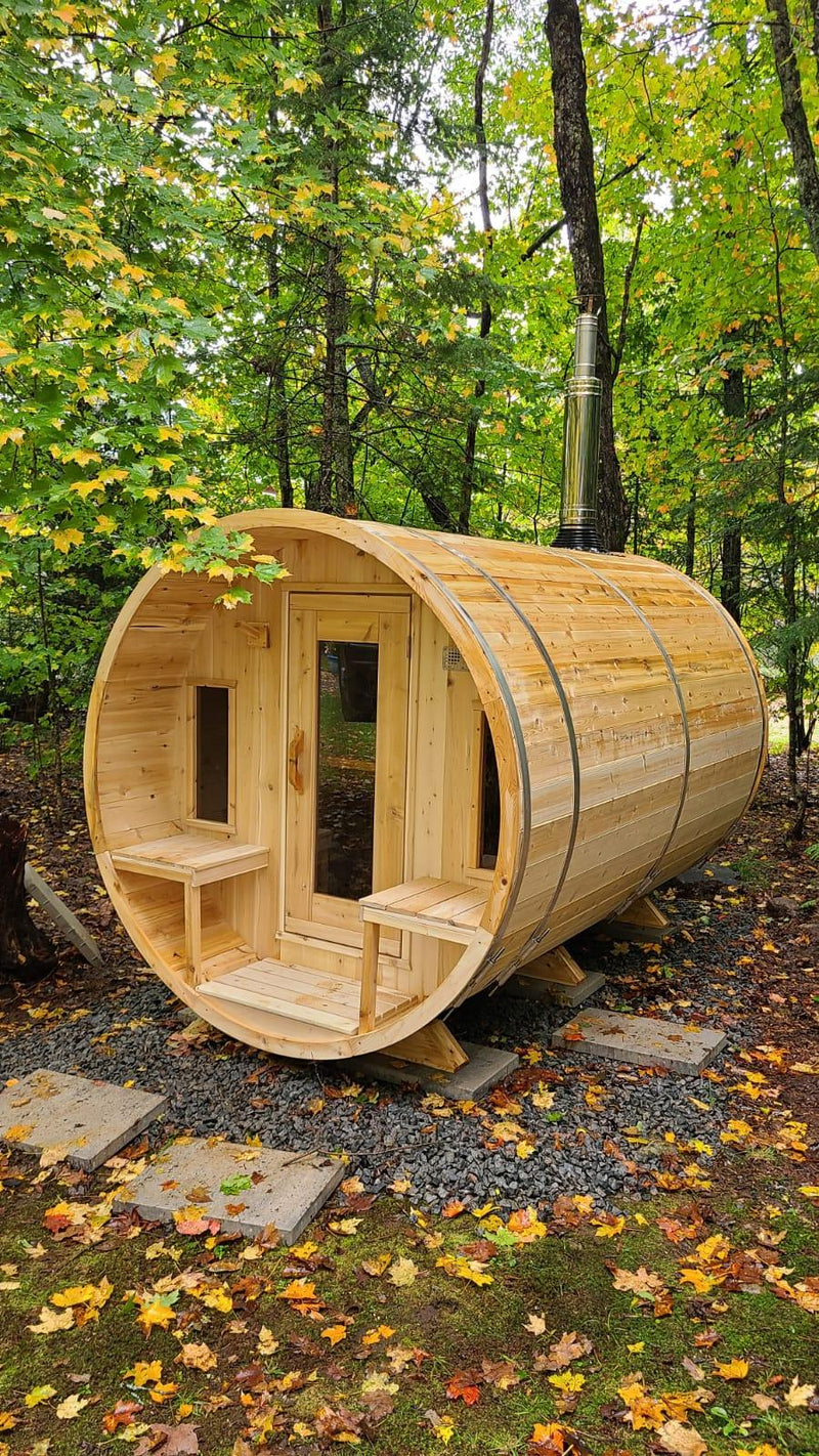 Load image into Gallery viewer, LeisureCraft Tranquility Barrel Sauna for up to 8 People | Premium Canadian Cedar
