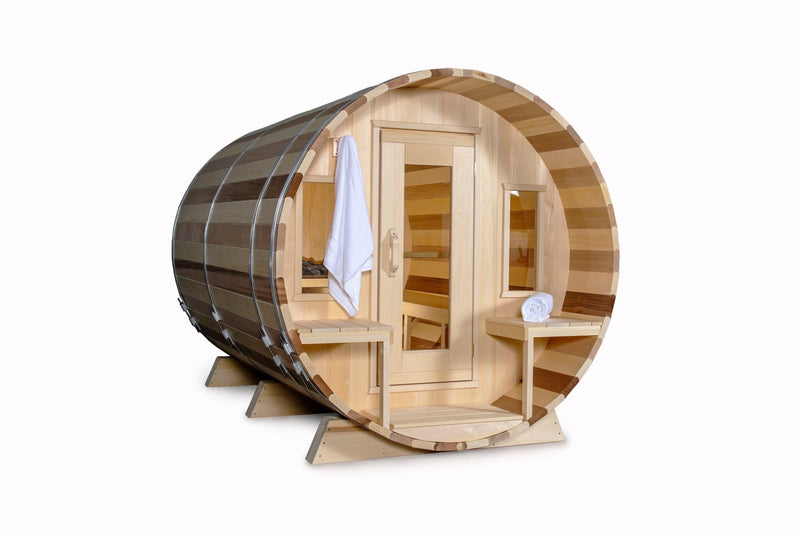 Load image into Gallery viewer, LeisureCraft Tranquility Barrel Sauna for up to 8 People | Premium Canadian Cedar
