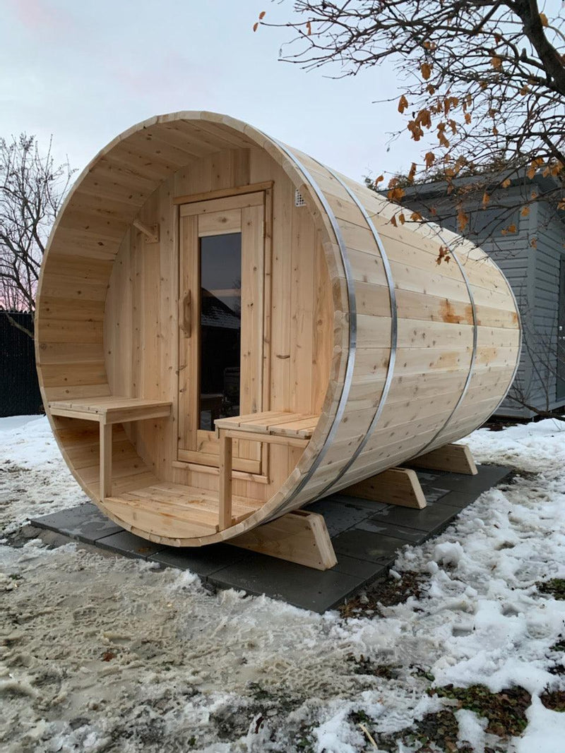 Load image into Gallery viewer, LeisureCraft Tranquility Barrel Sauna for up to 8 People | Premium Canadian Cedar
