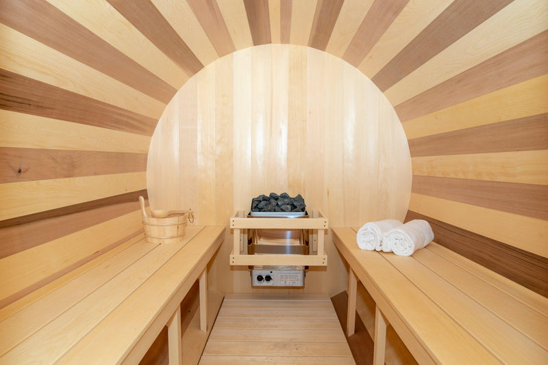 Load image into Gallery viewer, LeisureCraft Tranquility Barrel Sauna for up to 8 People | Premium Canadian Cedar
