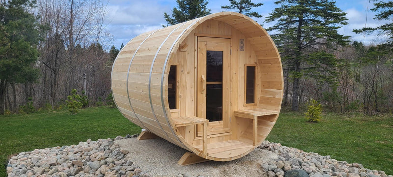 Load image into Gallery viewer, LeisureCraft Tranquility Barrel Sauna for up to 8 People | Premium Canadian Cedar
