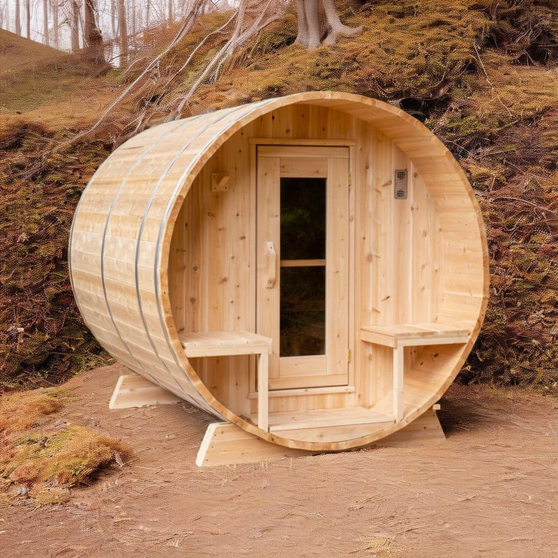 Load image into Gallery viewer, LeisureCraft Tranquility Barrel Sauna for up to 8 People | Premium Canadian Cedar
