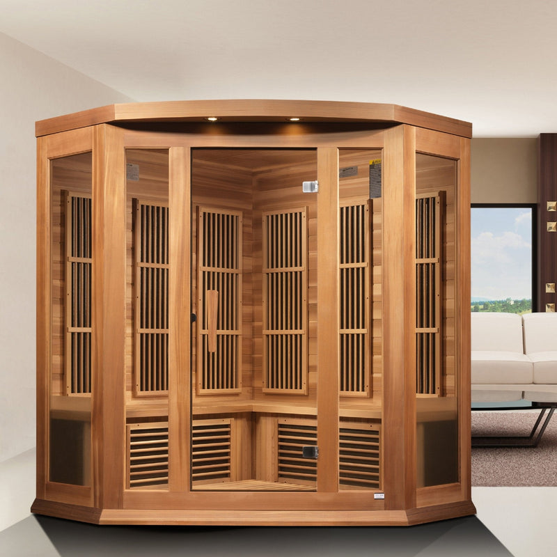 Load image into Gallery viewer, Maxxus 3-Person Corner Low EMF FAR Infrared Sauna – Canadian Hemlock
