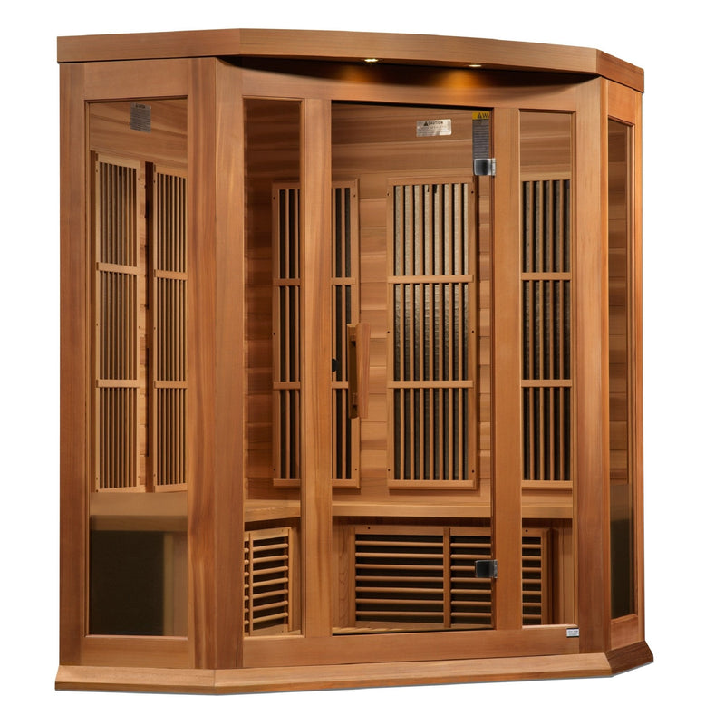 Load image into Gallery viewer, Maxxus 3-Person Corner Low EMF FAR Infrared Sauna – Canadian Hemlock
