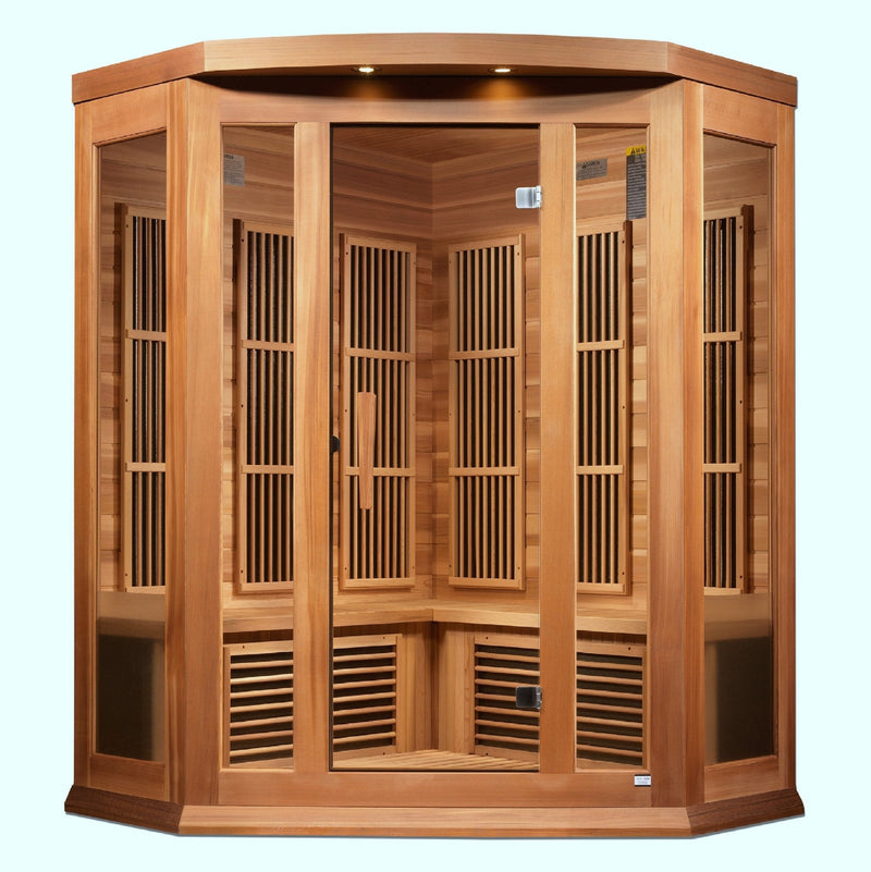 Load image into Gallery viewer, Maxxus 3-Person Corner Low EMF FAR Infrared Sauna – Canadian Hemlock
