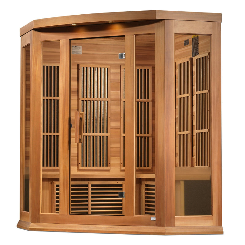 Load image into Gallery viewer, Maxxus 3-Person Corner Low EMF FAR Infrared Sauna – Canadian Hemlock

