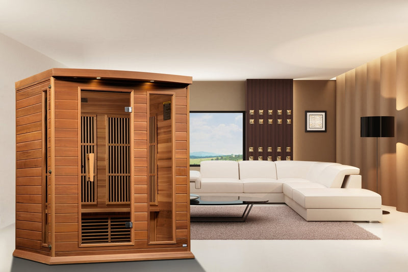 Load image into Gallery viewer, Maxxus 3-Person Low EMF FAR Infrared Sauna - Canadian Red Cedar | Maxxus Sauna
