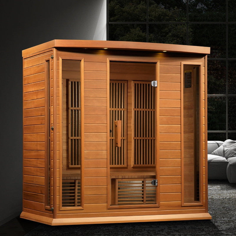 Load image into Gallery viewer, Maxxus 4-Person Low EMF FAR Infrared Sauna – Canadian Red Cedar
