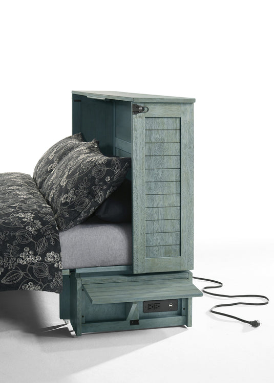 Night and Day Furniture Poppy Murphy Cabinet Bed, Queen, Antique Blue Finish
