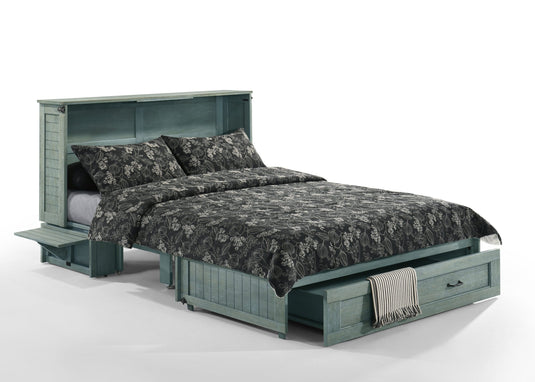 Night and Day Furniture Poppy Murphy Cabinet Bed, Queen, Antique Blue Finish