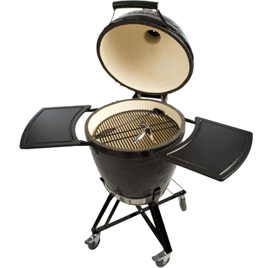Load image into Gallery viewer, Primo All-In-One Kamado Round Ceramic Charcoal Grill with Stand, Side Shelves, Ash Tool and Grate Lifter PGCRC
