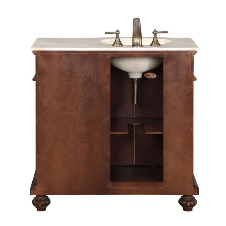Load image into Gallery viewer, Silkroad Exclusive 36'' Crema Marfil Marble Top Single Sink Bathroom Vanity - HYP-0213-CM-UIC-36-L
